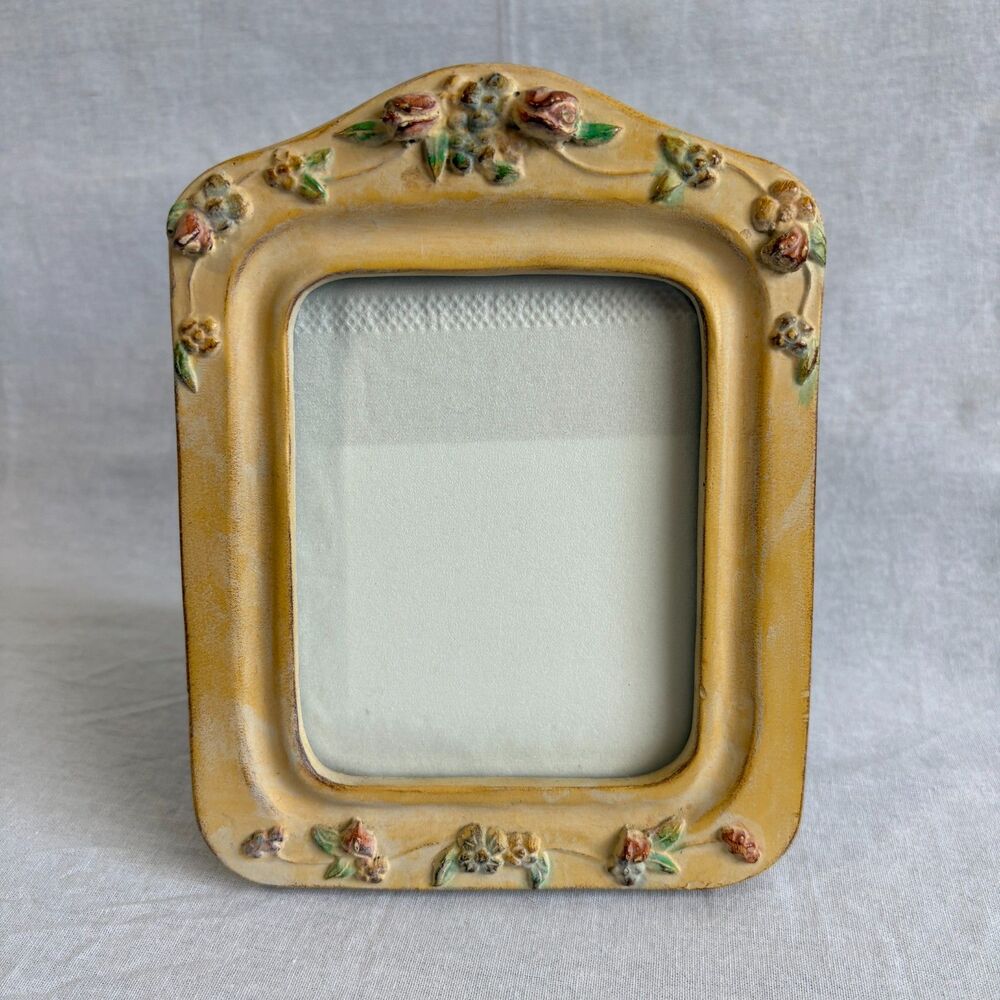 Vintage Yesteryear Floral Picture Frame Roses Cottagecore 7x6 Tabletop
